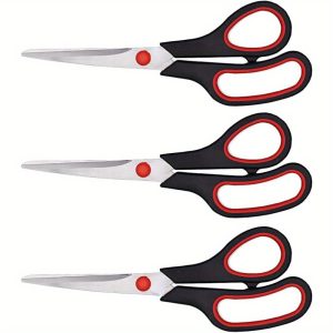 Three Pairs of Scissors, Multifunctional Office Scissors, 21.6cm/ 8.5 inch Super Sharp Scissors, Comfort Grip Household Scissors, Sturdy Sharp Craft Supplies, Right/ Left Handed Suitable