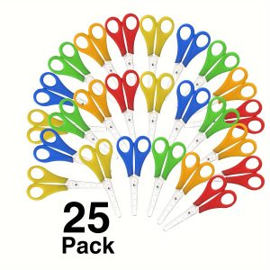 25 Pack Stainless Steel Scissors with Ruler Edge, Multipurpose Office and Craft Scissors, Applicable for Age 14+