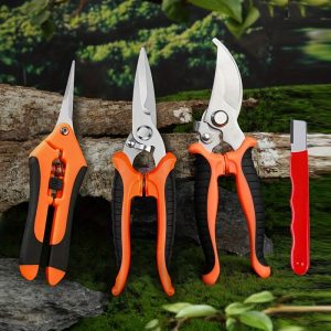 Garden Pruners 4-Pack Pruning Scissors Garden Pruners Set With Stainless Steel Blade Locking Mechanism And Garden Gloves For Fruit Branches, Hedges, Bouquet Making And Vegetables, Plants