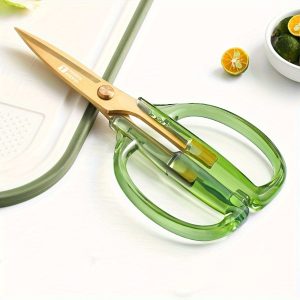 1 Household Green Crystal Handle Sharp Anti Rust Scissors - Comfortable To The Touch, Suitable For Kitchen And Office Use, Cutting Fabrics, Tailoring Scissors, Meat And Emergency Outdoor Use, Perfect For Women's Gifts