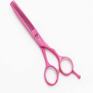 Professional 5.5 inch Pink Salon Hair Cutting Scissors and Hair Thinning Shears with Razor for Female Hairdresser(Pink)