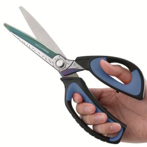 Heavy Duty Scissors Industrial Multipurpose Shears Sharp Titanium Coated Anti-Rust Stainless Steel Household Scissors Cutting Leather Rope Fabric Plastic Comfort Grip 10 Inches