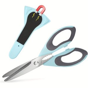 3PC Kitchen Scissors, Ultra Sharp Kitchen Scissors With Magnetic Holder, Heavy Duty Kitchen Shears Meat Scissors, Multifunctional Stainless Steel Cooking Poultry Scissors For Household School Picnic